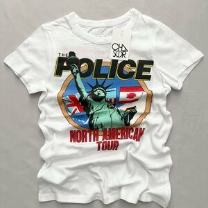 Chaser Police North American Tour 1983 White Graphic T-Shirt Short Sleeve